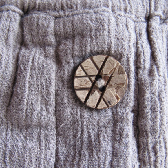 Brown Gauze Fully Lined Pants L 100 Cotton Elastic Buttons Pull on North Style - Picture 2 of 8